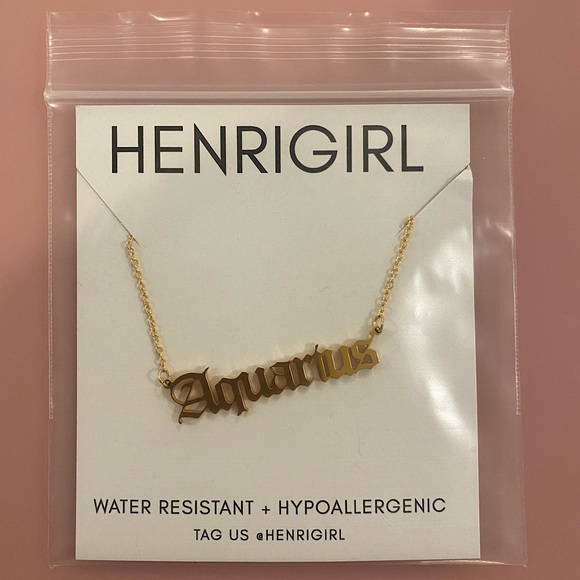 henrigirl Jewelry Brand New Zodiac Name Plate Aquarius Poshmark